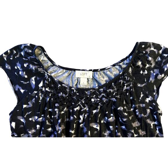 LOFT Black Gray Short Sleeve Scoop Neck Top Womens Size S - Picture 2 of 10